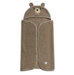 Tiny Kind Cozy Critter Organic Towel Taupe Bear Size 0-12 M